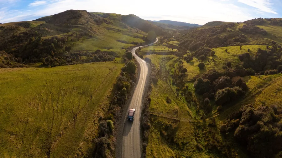 Scenic coastal road in The Catlins, Southland New Zealand