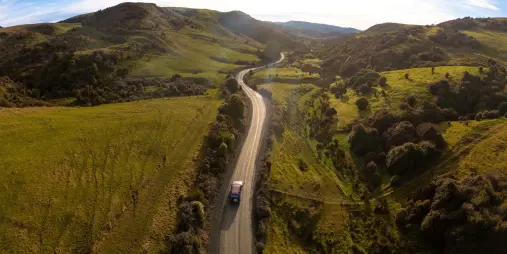 Scenic coastal road in The Catlins, Southland New Zealand