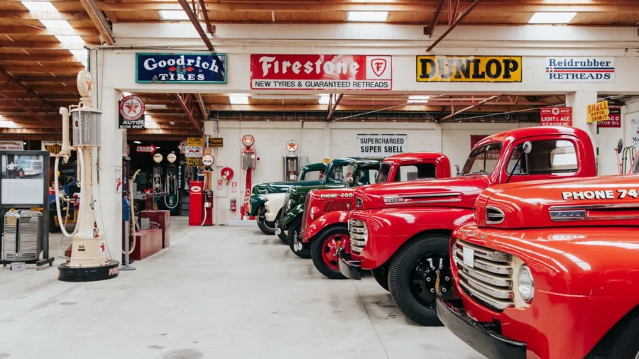 Vintage trucks at Bill Richardson Transport World in Invercargill, Southland New Zealand