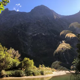 Mountain view along the Milford Track in Fiordland National Park, New Zealand