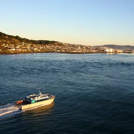 Ferry departing Bluff for Oban Harbour on Stewart Island, New Zealand