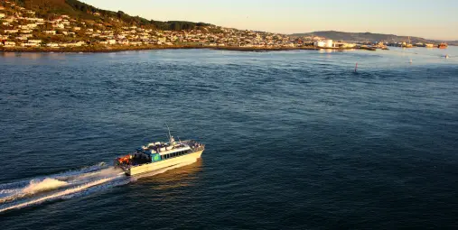 Ferry departing Bluff for Oban Harbour on Stewart Island, New Zealand