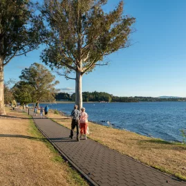 Lake Te Anau lakefront promenade in Southland New Zealand
