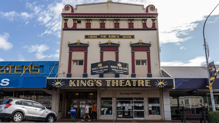 Historic King’s Theatre cinema building on Broadway in Stratford, Taranaki