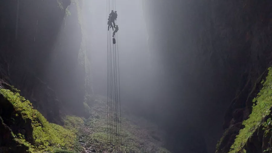 Abseiling descent into sinkhole in Waikato
