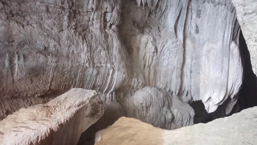 Limestone rock formations and cave walls in Waitomo