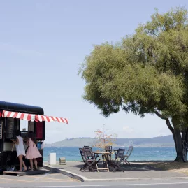 Gelato food truck on the lakefront along Lake Terrace in Taupō.