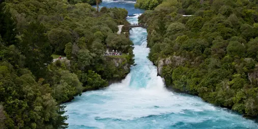 Jet boat at Huka Falls near Taupō, New Zealand