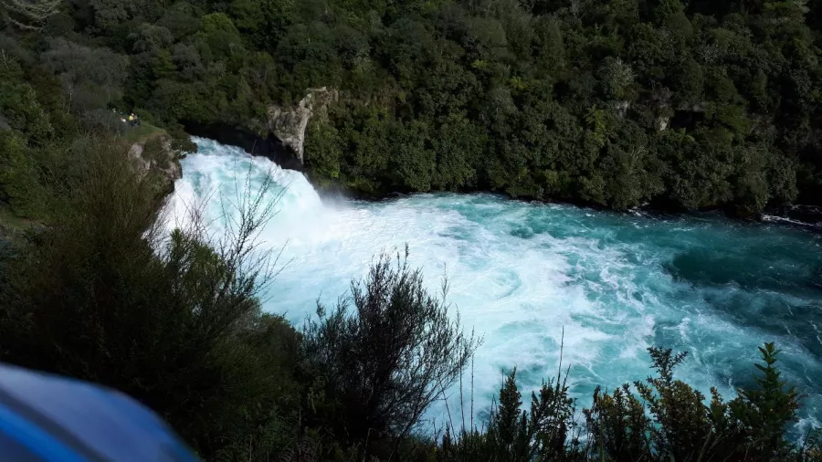 Aratiatia Rapids in full flow seen from the forest lookout