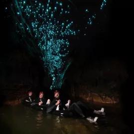 Black Labyrinth tour with glowworms in Ruakuri Caves, New Zealand