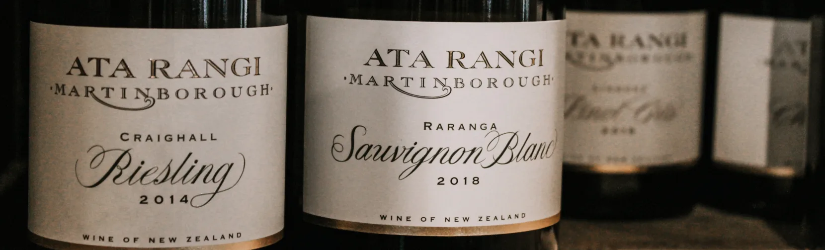 Bottles of Ata Rangi wines at a cellar in Martinborough