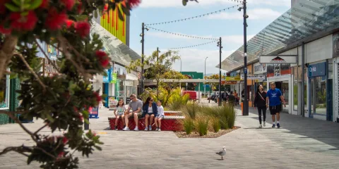 Shoppers strolling through Cobham Court in Porirua
