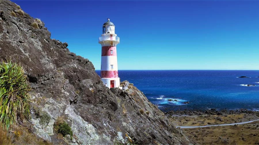 Cape Palliser Lighthouse overlooking the Wairarapa coastline