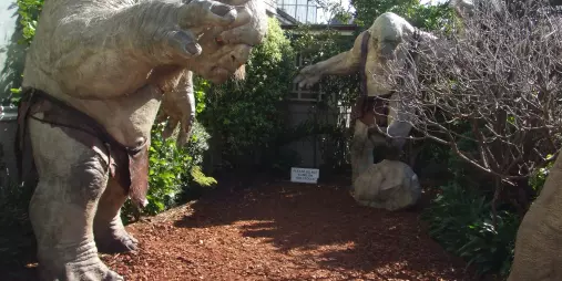 Troll sculptures from Lord of the Rings outside Weta Cave in Wellington