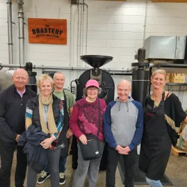Group photo at The Roastery during a Wellington food tour
