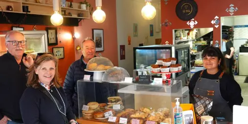 Tour group visiting Le Ciel Bakery in Wellington
