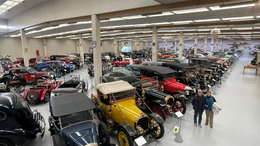 Visitors exploring vintage and classic cars at Southward Car Museum in Paraparaumu