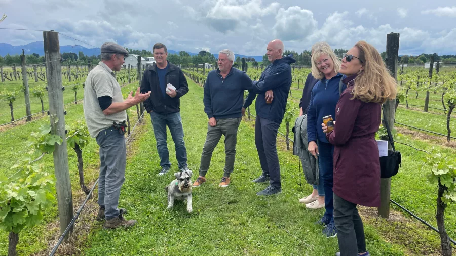 Small group tour at Le Gra Vineyard in Opaki with the winemaker sharing stories among the vines