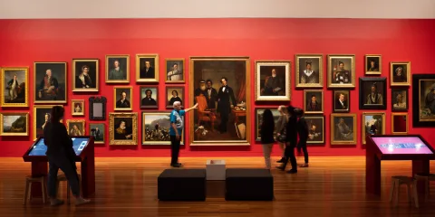 Portrait Wall in Te Papa gallery, featured in Introducing Te Papa museum tour