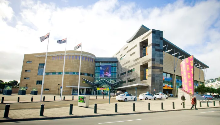 Exterior view of Te Papa Tongarewa, the national museum of New Zealand in Wellington