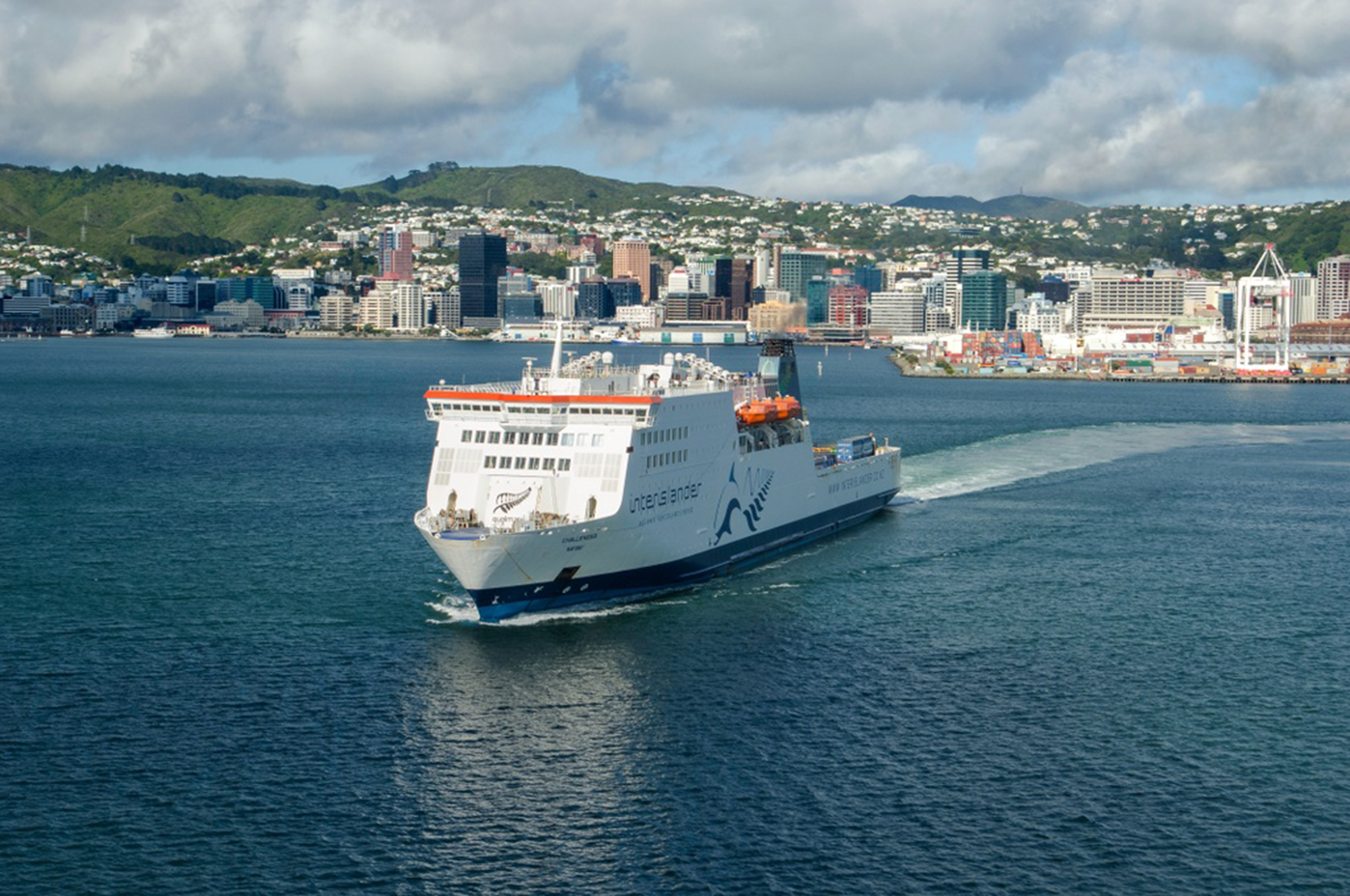 Interislander Kaitaki Aerial Leaving Wellington. Photo by GJNZ.