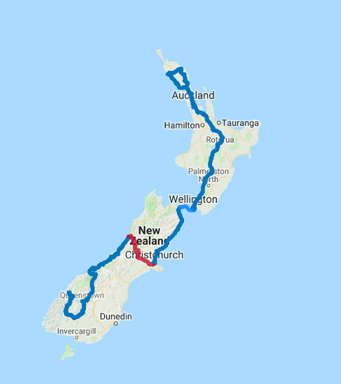 Map of 19 Day Classic New Zealand Self Drive 