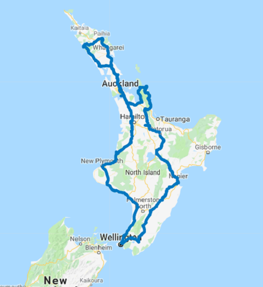 Map of 21 Day Ultimate North Island Explorer Self Drive