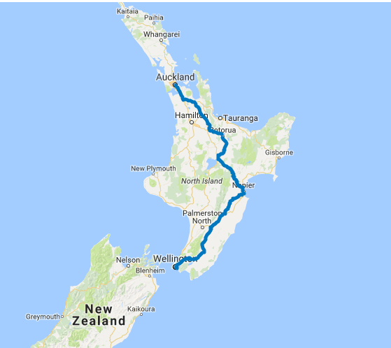 Map of 5 Day North Island Escape Self Drive