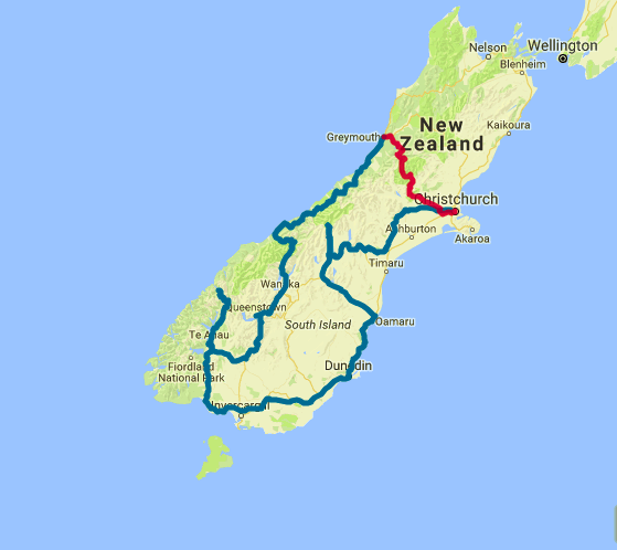 Map of 9 Day Southern Highlights Self Drive