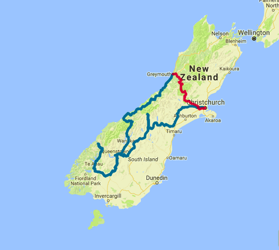 Map of 9 Day Southern Icons Self Drive