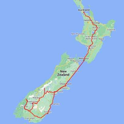 10 Day Essential New Zealand - Independent Coach Map