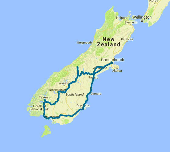 Map of 9 Day Natural South Self Drive